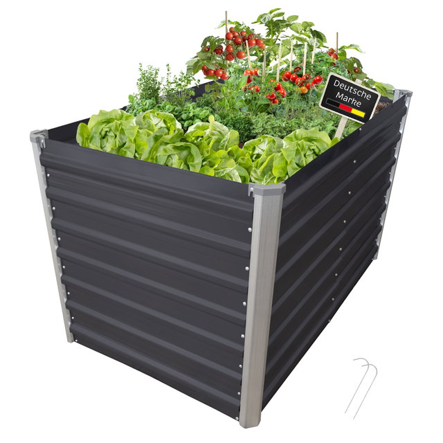 Hochbeet Metall eckig 160x77x77cm, anthrazit, Gartenbeet, Pflanzbeet, Kräuterbeet